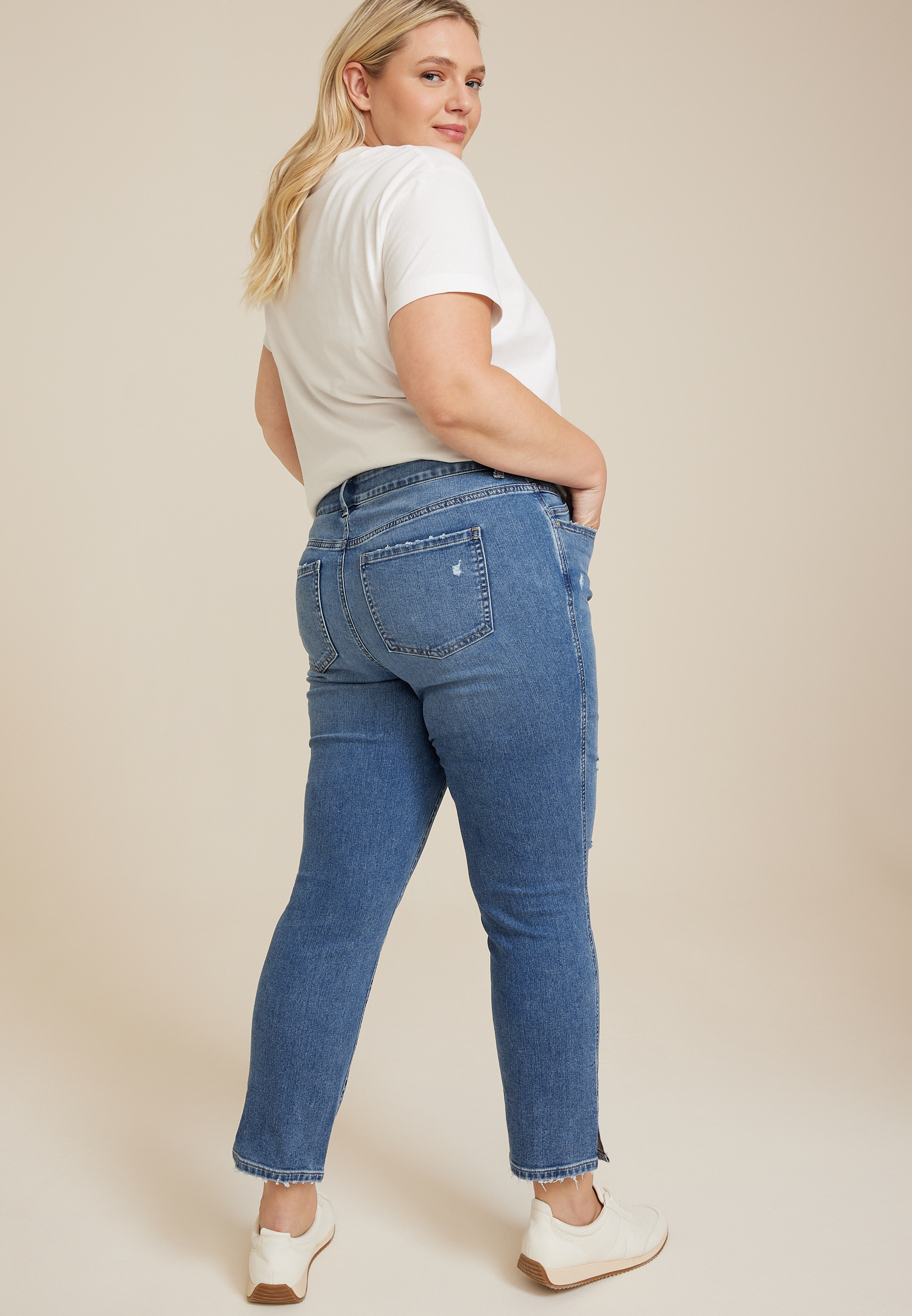 Plus Size Everflex&trade; High Rise Slim Straight Ankle Jean, C3337, large