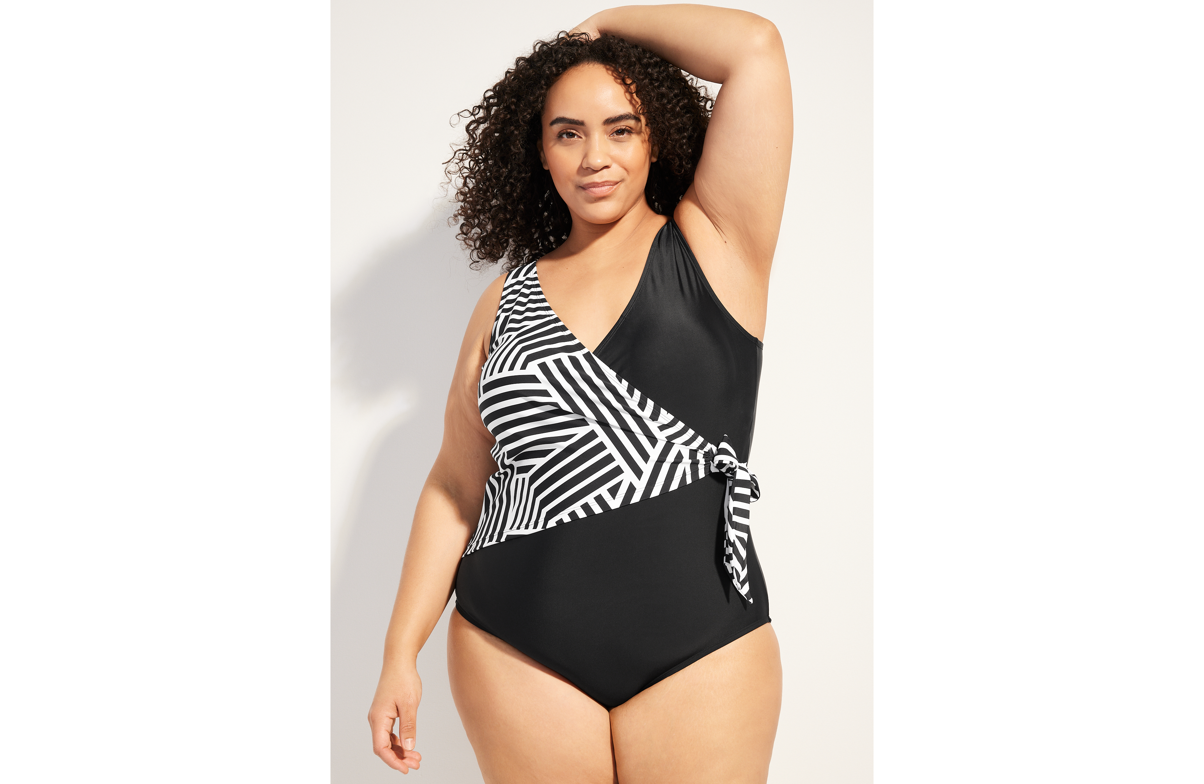 Plus Colorblock Wrap One Piece Swimsuit