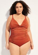 Plus Size Sparkle Ruched One Piece Swimsuit, C5631, small