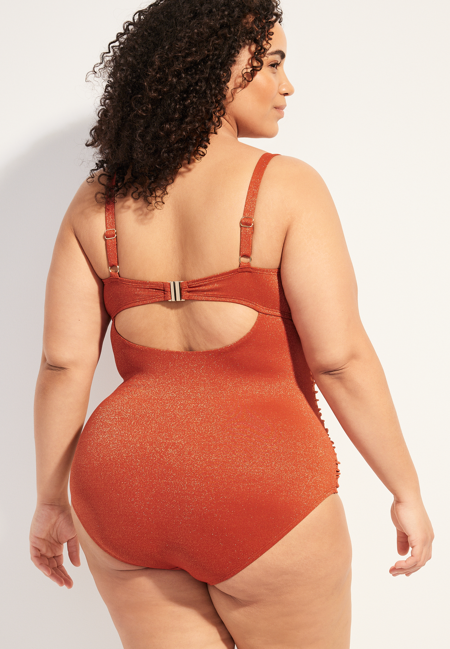 Plus Size Sparkle Ruched One Piece Swimsuit, C5631, large
