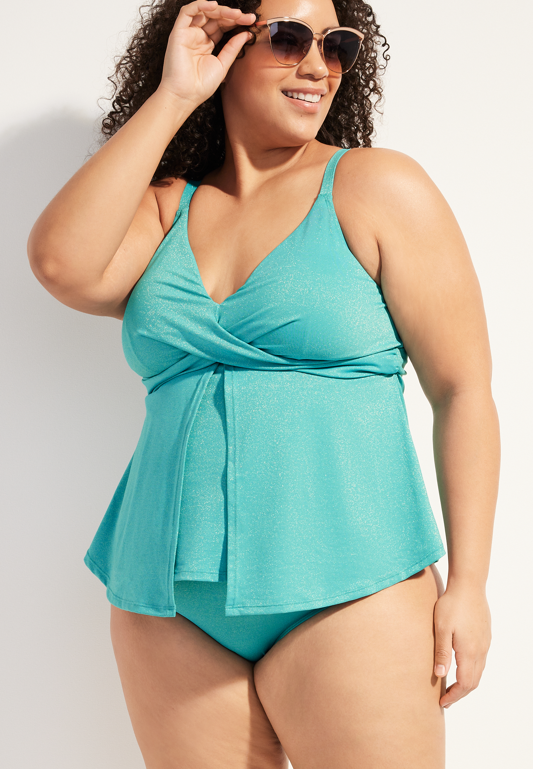 Plus Size Sparkle High Waist Bikini Bottom, C2653, large