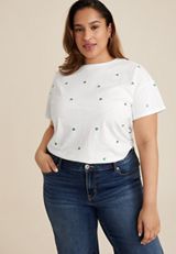 Plus Size 24/7 Dawson Shamrock Crew Neck Tee, SOFT WHITE COMBO, small