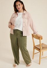 Plus Size 24/7 Dawson Embroidered Floral Crew Neck Tee, SOFT WHITE COMBO, small