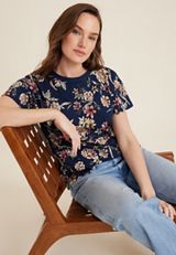 24/7 Dawson Floral Crew Neck Tee, BLUE JASMINE COMBO, small