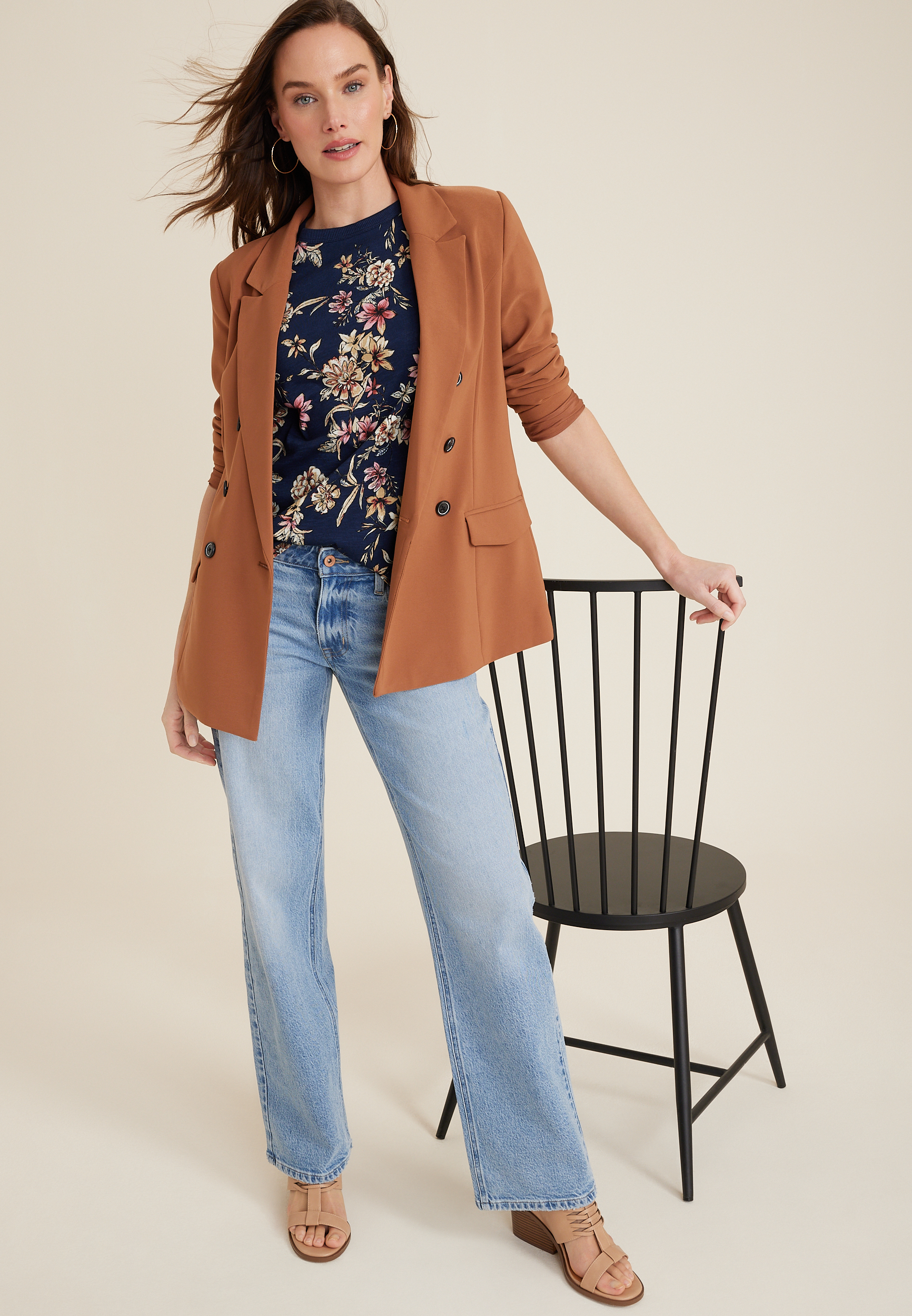 24/7 Dawson Floral Crew Neck Tee, BLUE JASMINE COMBO, large