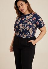 Plus Size 24/7 Dawson Floral Crew Neck Tee, C1943, small