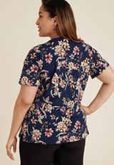 Plus Size 24/7 Dawson Floral Crew Neck Tee, C1943, small