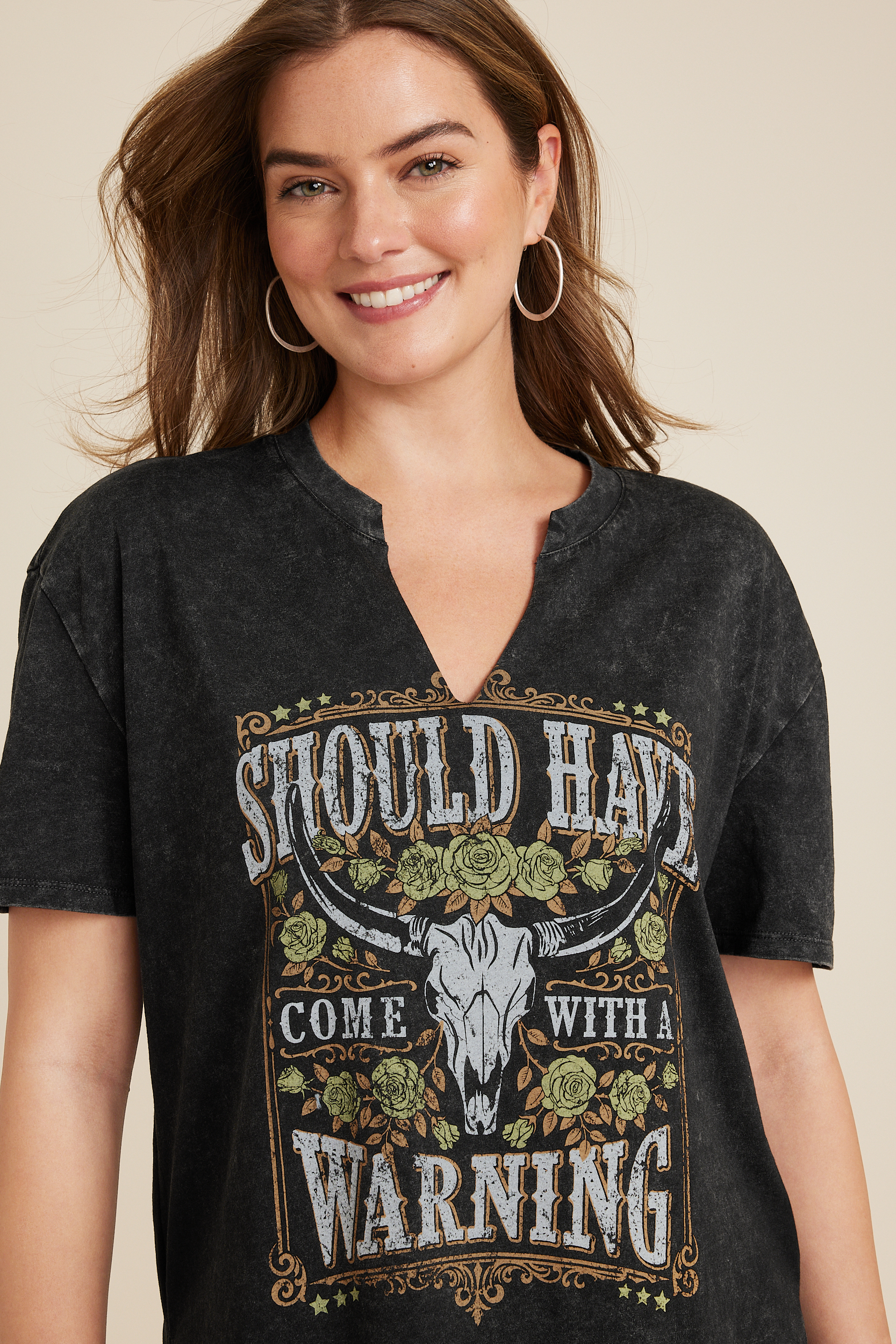 Should Have Come With A Warning Oversized Graphic Tee, C106, large