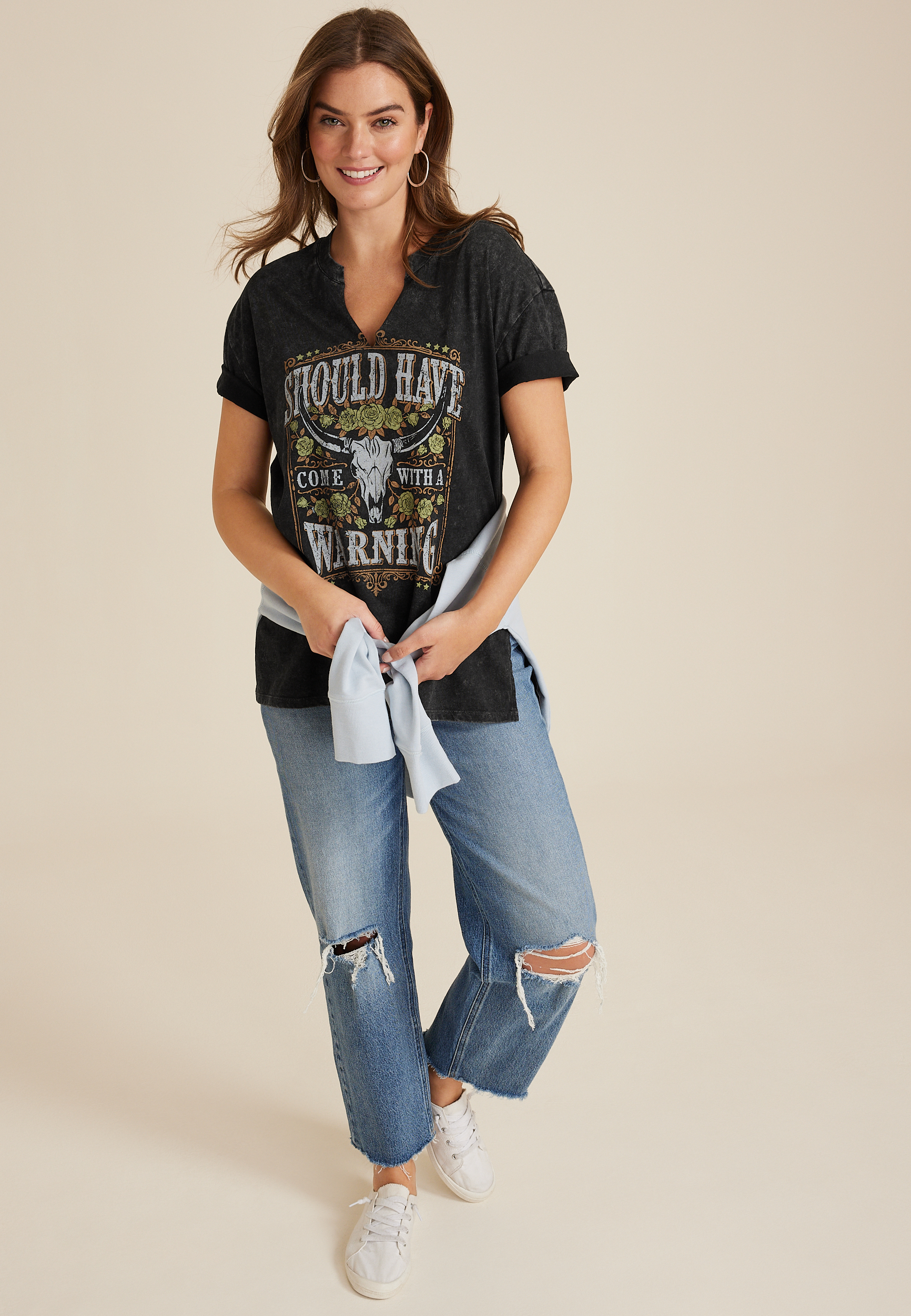 Should Have Come With A Warning Oversized Graphic Tee, C106, large
