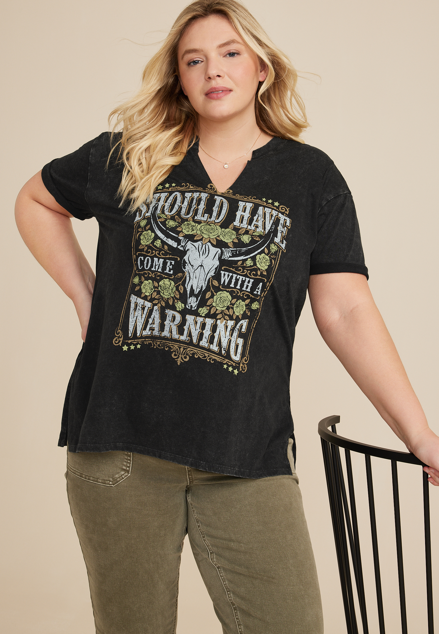 Plus Size Should Have Come With A Warning Oversized Graphic Tee, C106, large