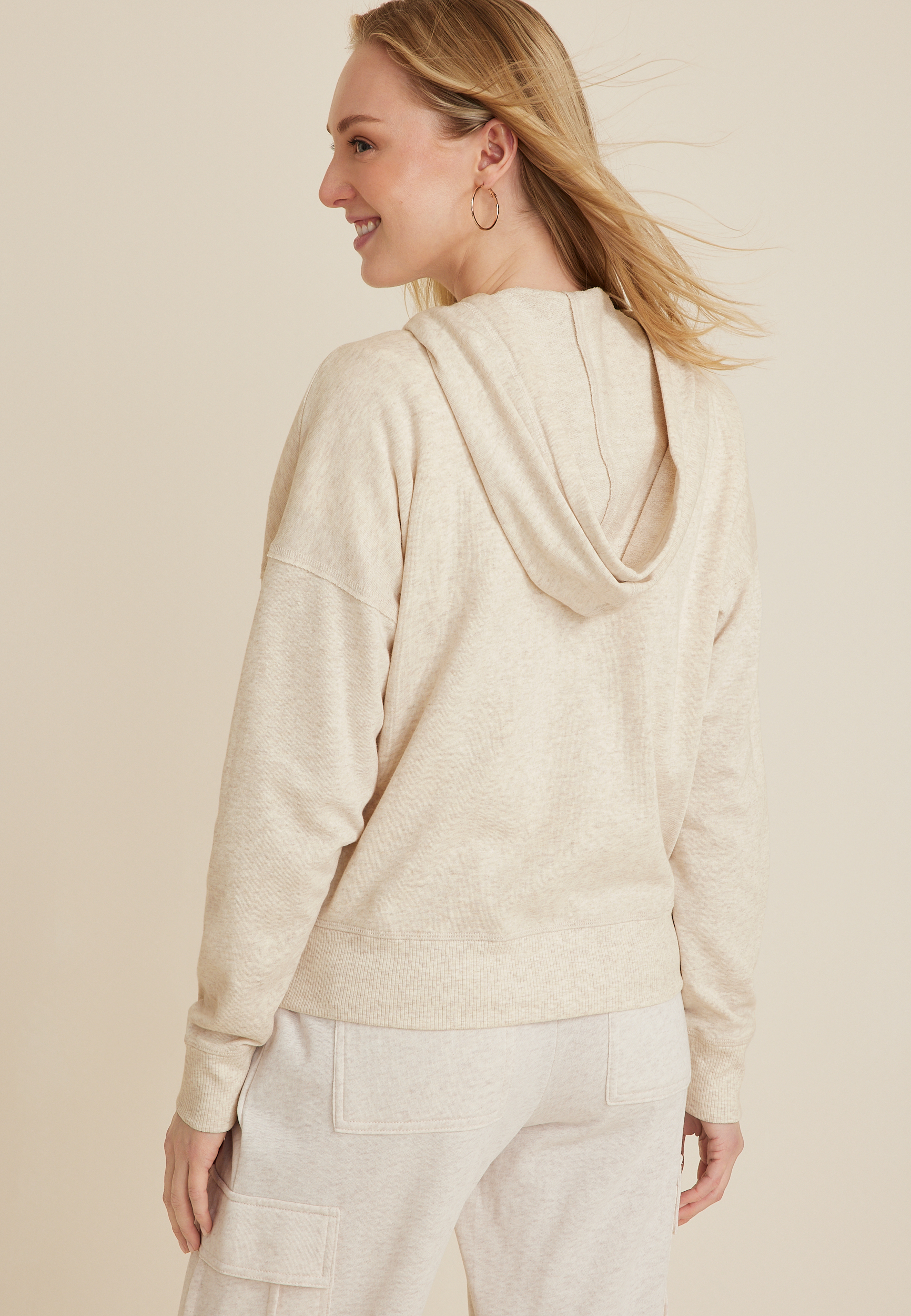 Washed Full Zip Hoodie, C2445, large