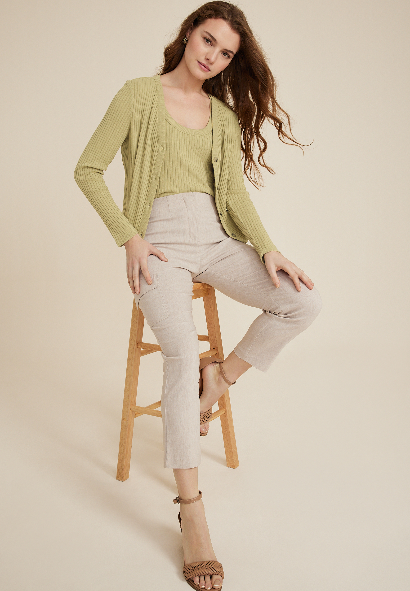 Scoop Neck Ribbed Sweater Tank Top