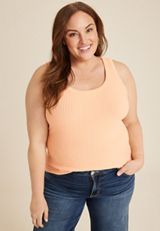 Plus Size Scoop Neck Ribbed Sweater Tank Top, C188, small