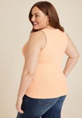 Plus Size Scoop Neck Ribbed Sweater Tank Top, C188, small