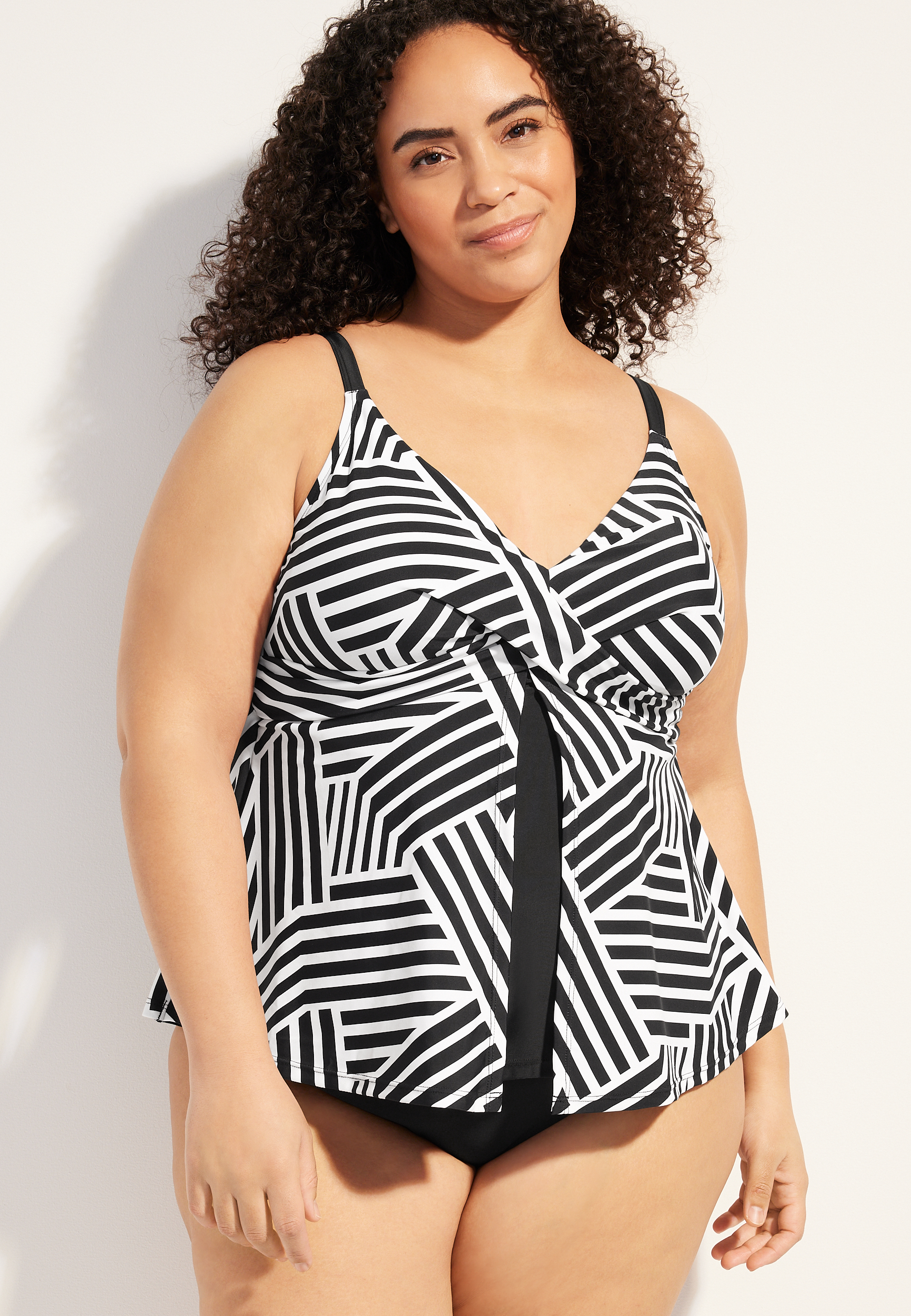 Plus Size Shirred Front One Piece Swimsuit