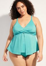 Plus Size Sparkle Flyaway Tankini Swim Top, C2653, small