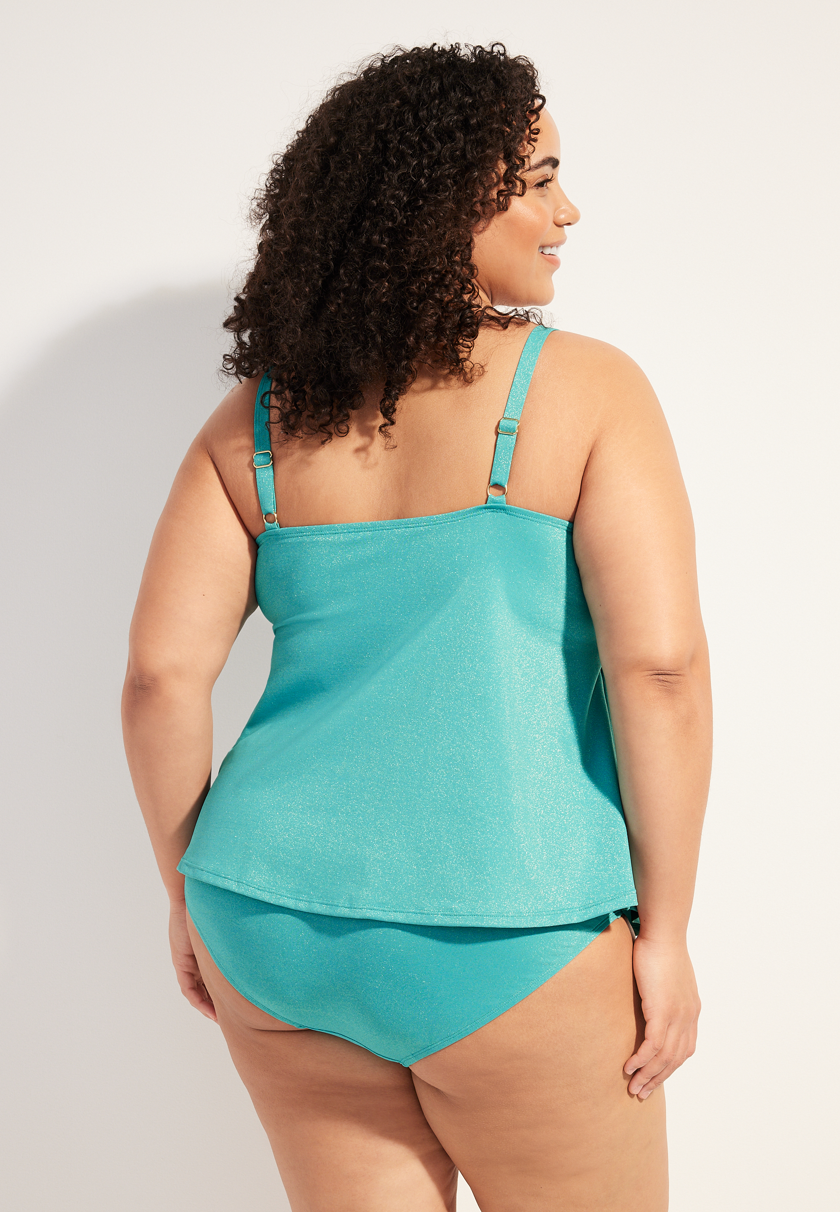 Plus Size Sparkle Flyaway Tankini Swim Top, C2653, large
