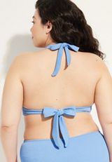 Plus Size Crinkle Halter Triangle Swim Top, C2696, small