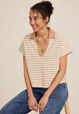 Cropped Court Polo Striped Tee, C2996, small
