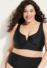 Plus Size V Wire Bikini Swim Top, C106, small