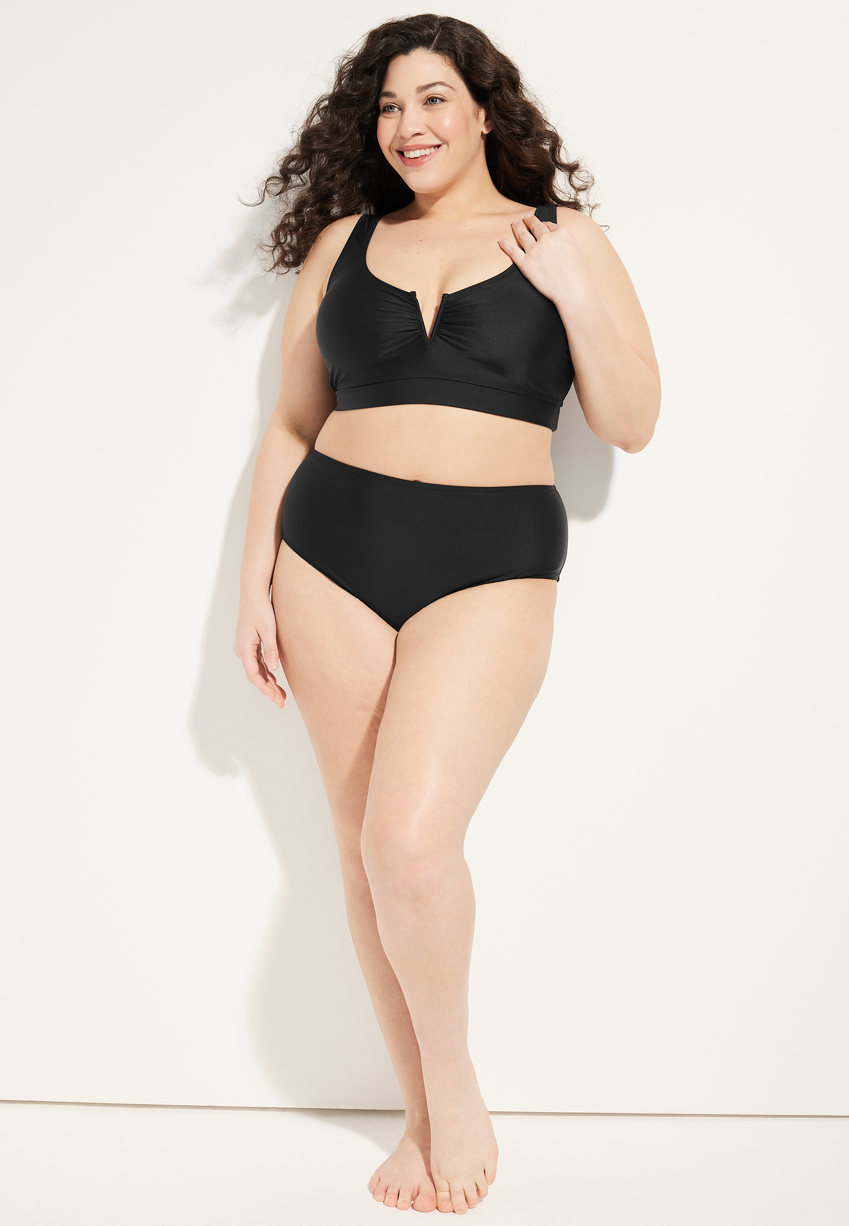Plus Size V Wire Bikini Swim Top, C106, large