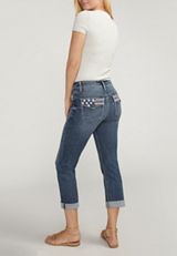 Silver Jeans Co.&reg; Suki Curvy Mid Rise Luxe Stretch Americana Cropped Jean, DARK SANDBLAST, small