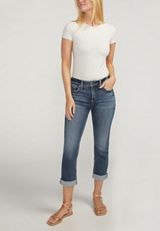 Silver Jeans Co.&reg; Suki Curvy Mid Rise Luxe Stretch Americana Cropped Jean, DARK SANDBLAST, small