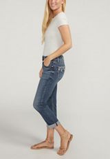 Silver Jeans Co.&reg; Suki Curvy Mid Rise Luxe Stretch Americana Cropped Jean, DARK SANDBLAST, small