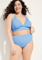 Plus Size Crinkle High Waist Bikini Bottom, C2696, small