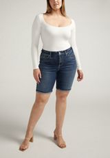 Plus Size Silver Jeans Co.&reg; Suki Curvy Mid Rise Luxe Stretch 9in Bermuda Short, C258, small