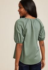 Poplin Puff Sleeve Blouse, C9516, small