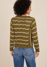 Striped Wave Pointelle Stitch Sweater, C8781, small
