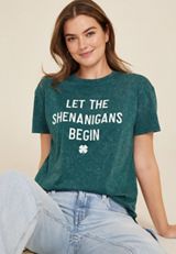 Let the Shenanigans Begin Relaxed Fit Graphic Tee, DEEP TEAL, small