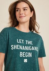 Let the Shenanigans Begin Relaxed Fit Graphic Tee, DEEP TEAL, small