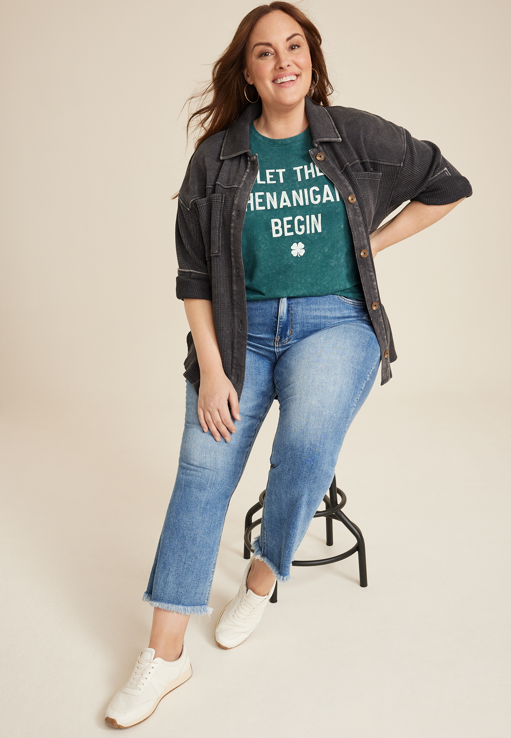 Plus Size Let the Shenanigans Begin Graphic Tee, C5875, large