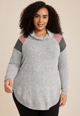 Plus Size Haven Cowl Neck Top, HEATHER GRAY, small