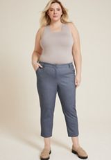 Plus Size Bengaline Printed Straight Cropped Pant, C1772, small