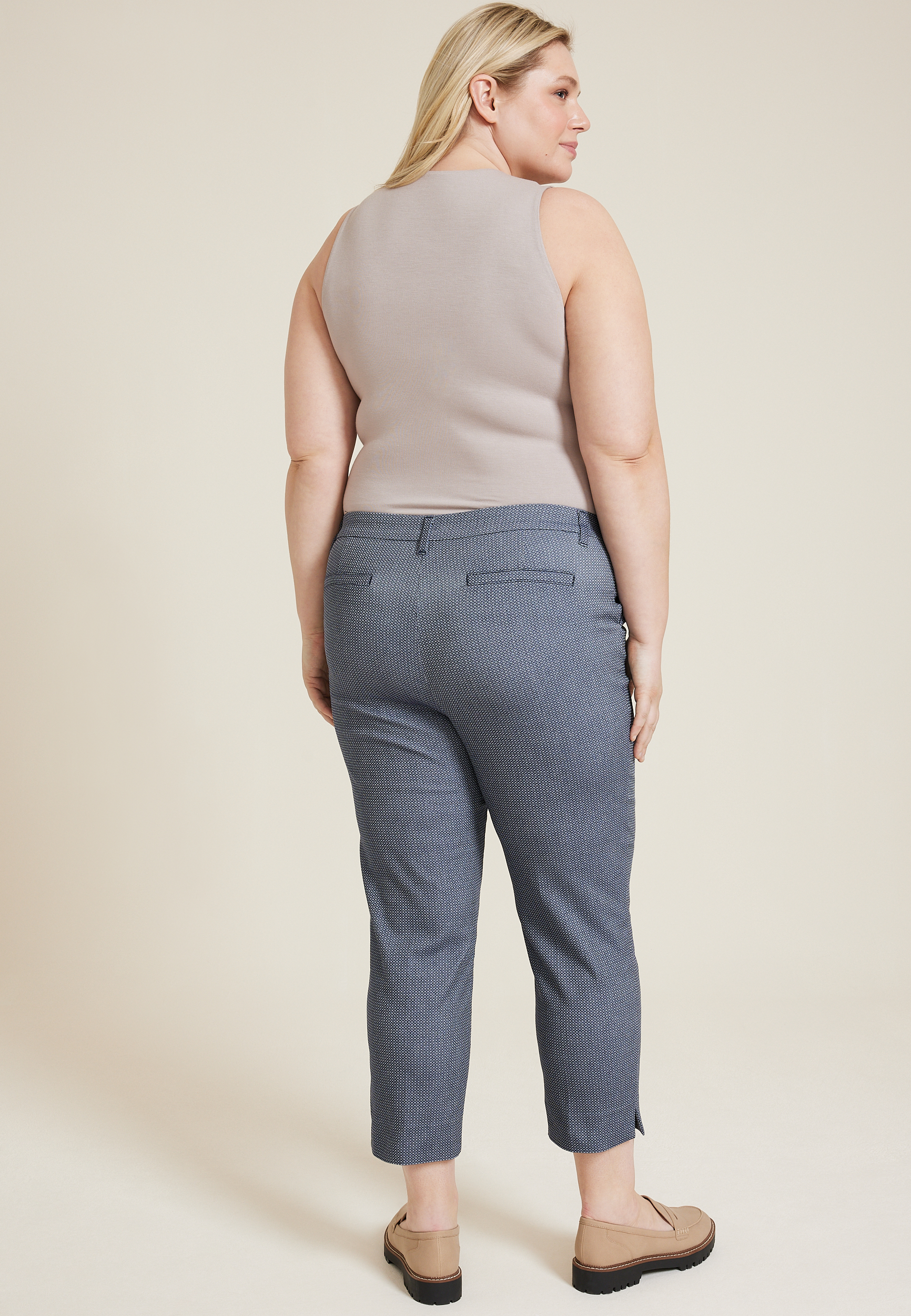 Plus Size Bengaline Printed Straight Cropped Pant, C1772, large