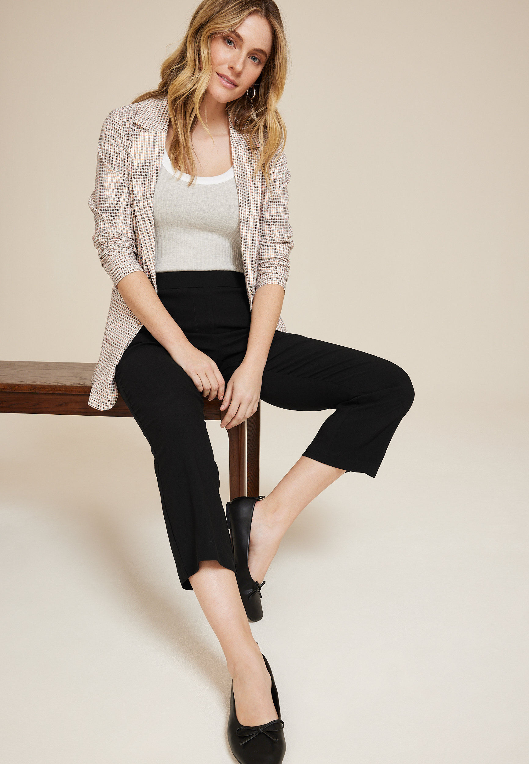 Bengaline Kick Flare Cropped Dress Pant, C106, large