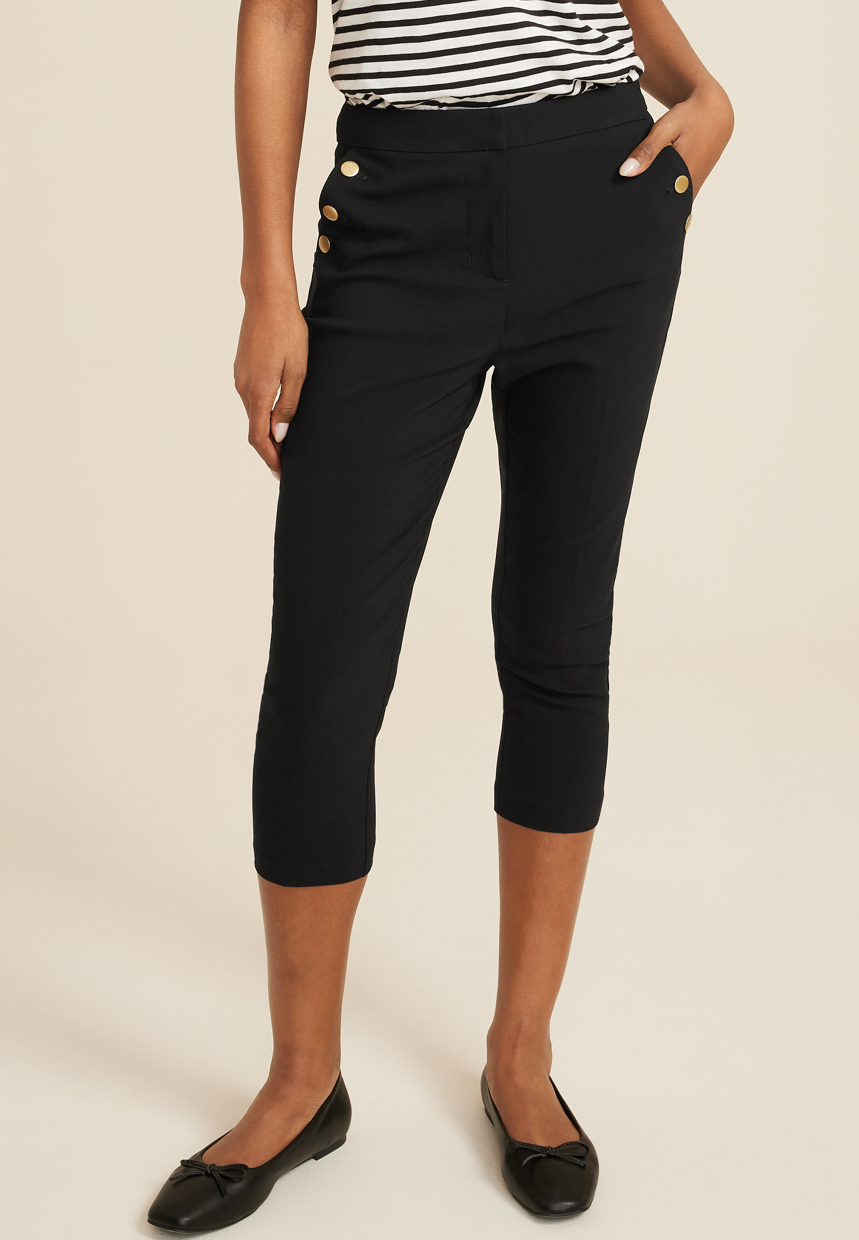 Katies - Womens Pants - Black - Classic Crop Pant - Cropped - Capri - Calf  Length - Slim Fit - Lightweight - Stretch Fabric - Summer Clothing Viscose  - Size 12 UK, £14.97