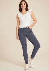 Bengaline Striped Belted Cropped Dress Pant, C1769, small