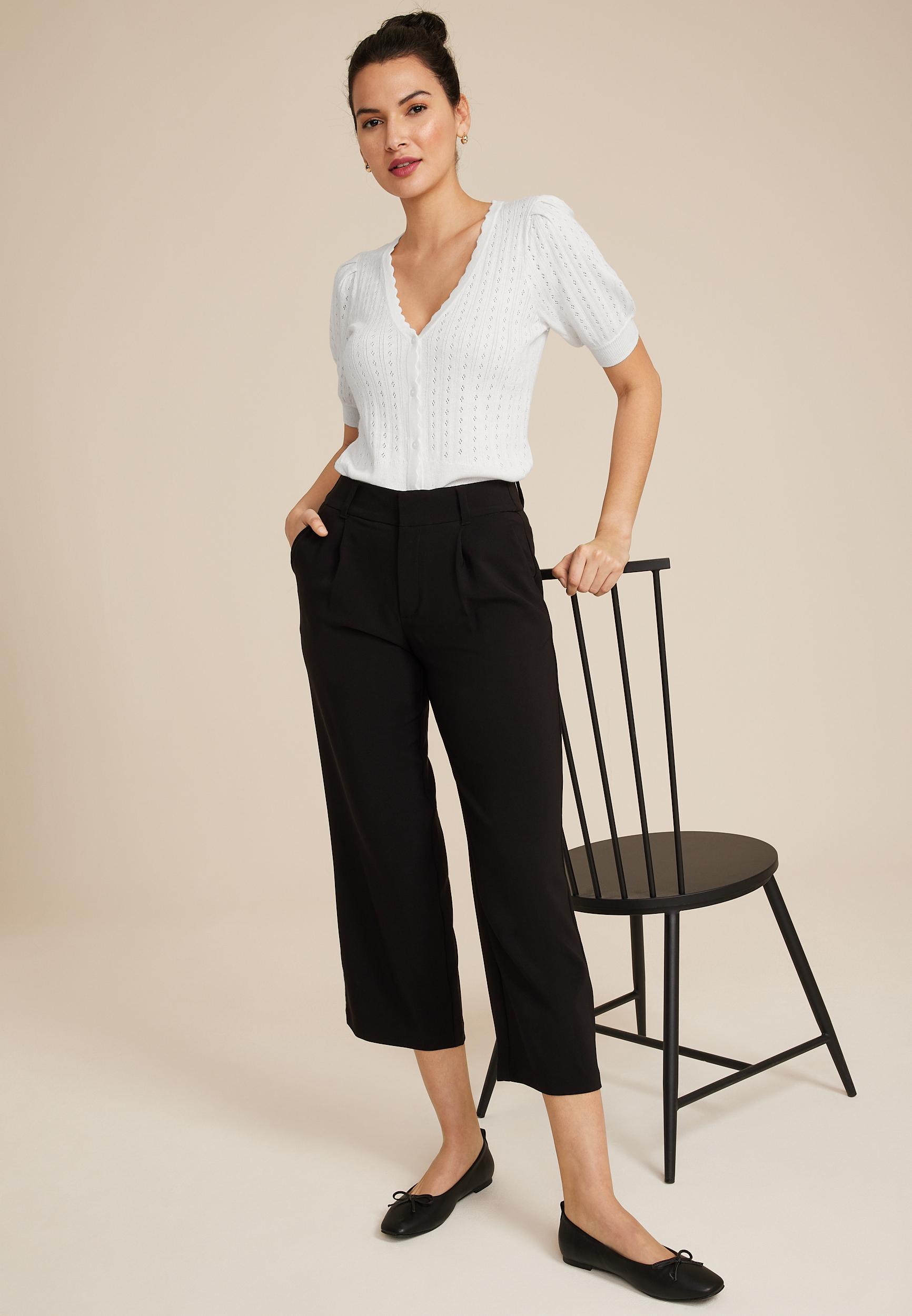 Idealist High Rise Cropped Wide Leg Pant, C106, large