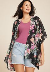 Floral Kimono, BLACK COMBO, small