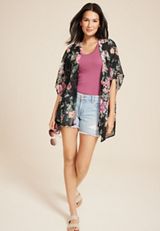 Floral Kimono, BLACK COMBO, small