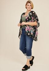 Floral Kimono, BLACK COMBO, small