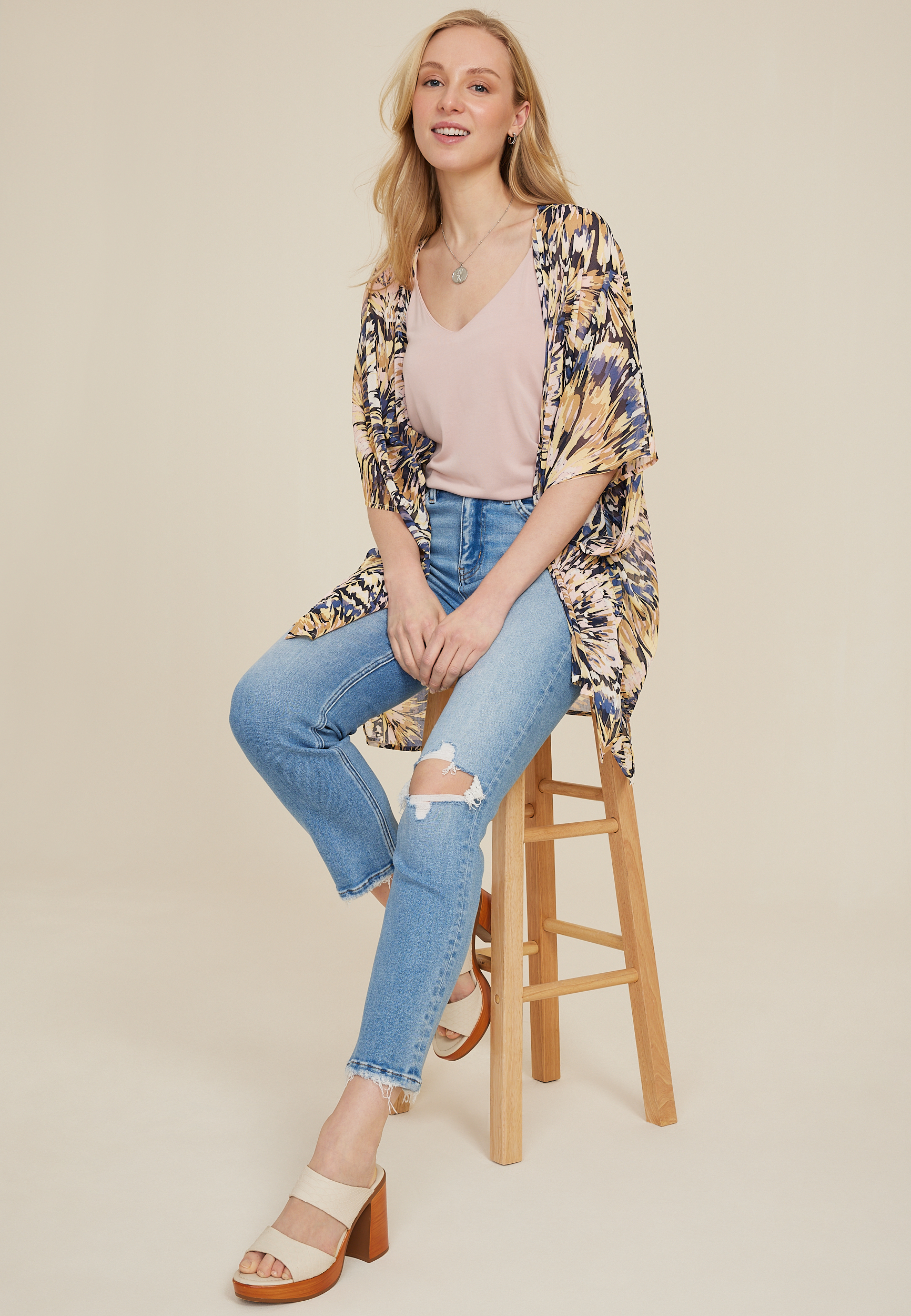 Printed Kimono, MULTI, large