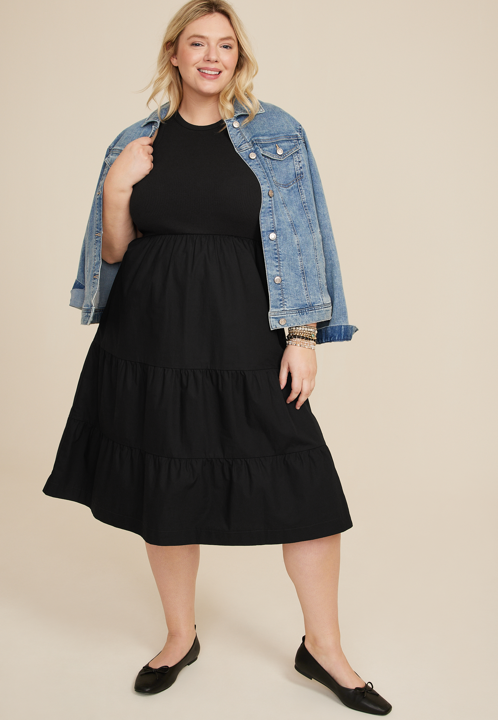 Plus Size Tiered Tank Dress, C106, large
