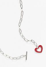 Red Heart Enamel Toggle Necklace, , small
