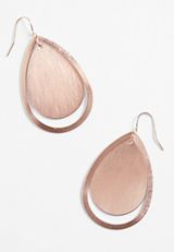 Brushed Rose Gold Double Teardrop Earrings, C7386, small