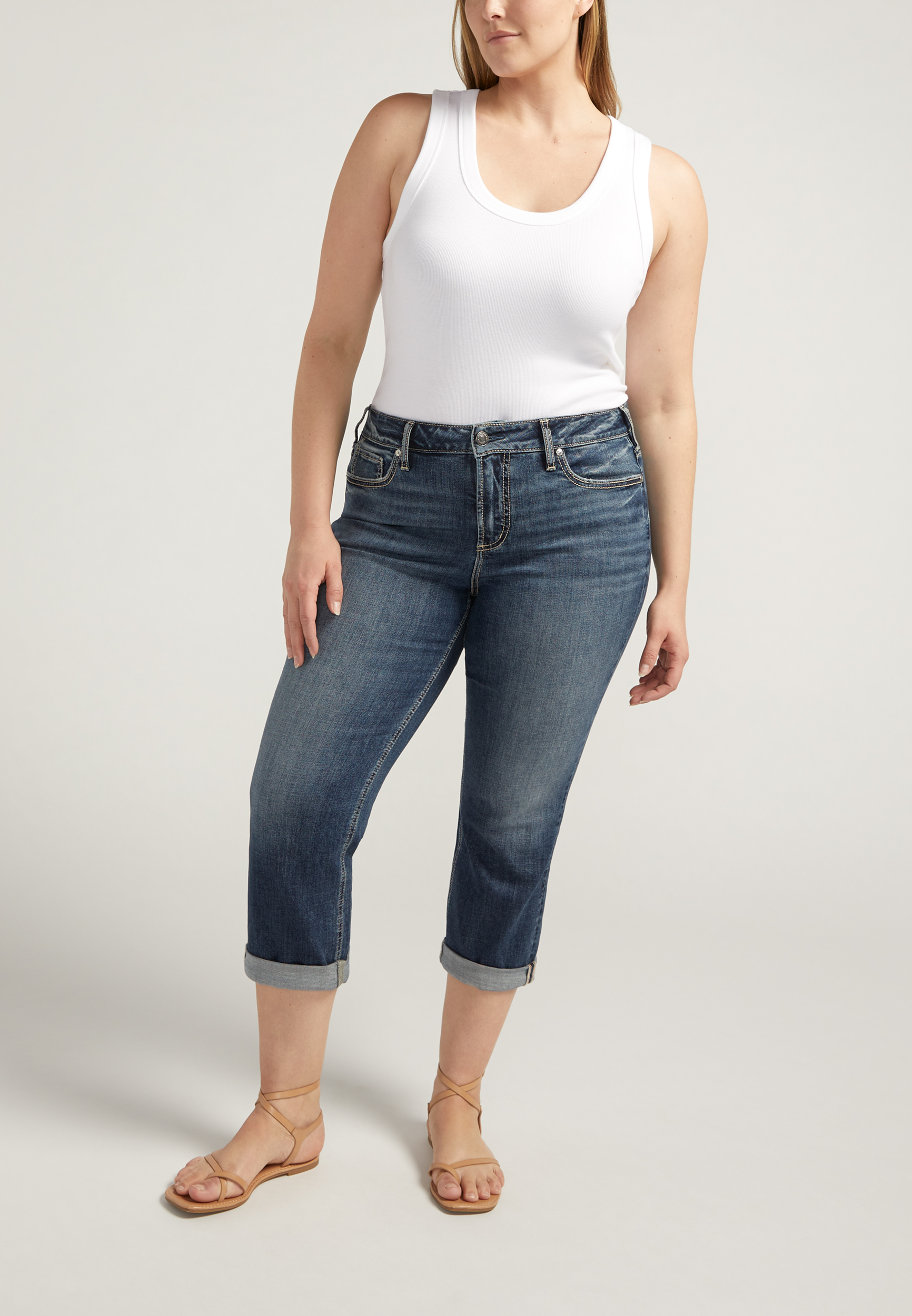 Plus Size Silver Jeans Co.&reg; Suki Curvy Mid Rise Luxe Stretch Americana Cropped Jean, C258, large